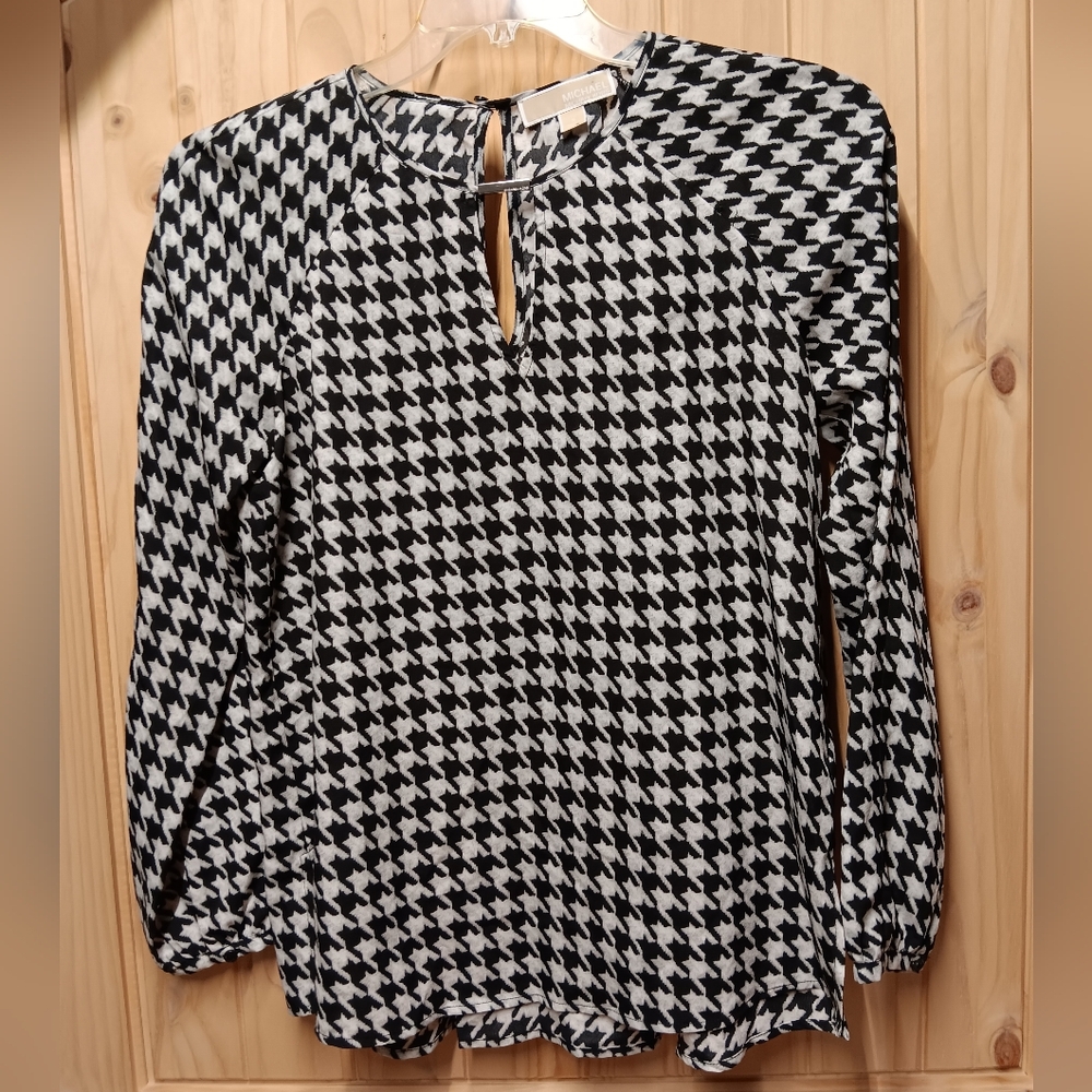 Michael Kors Houndstooth Blouse EUC